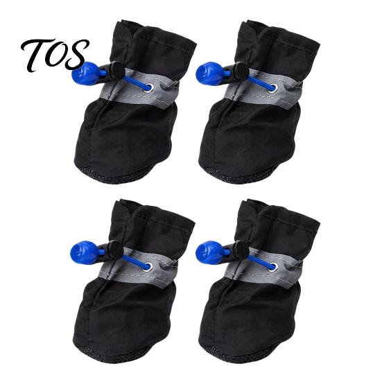 Protective Footwear for Sensitive Paws 4Pcs Waterproof Dog Rain Boots, Adjustable Drawstring Paw Protectors, Durable Shoes Small to Large Dogs Booties