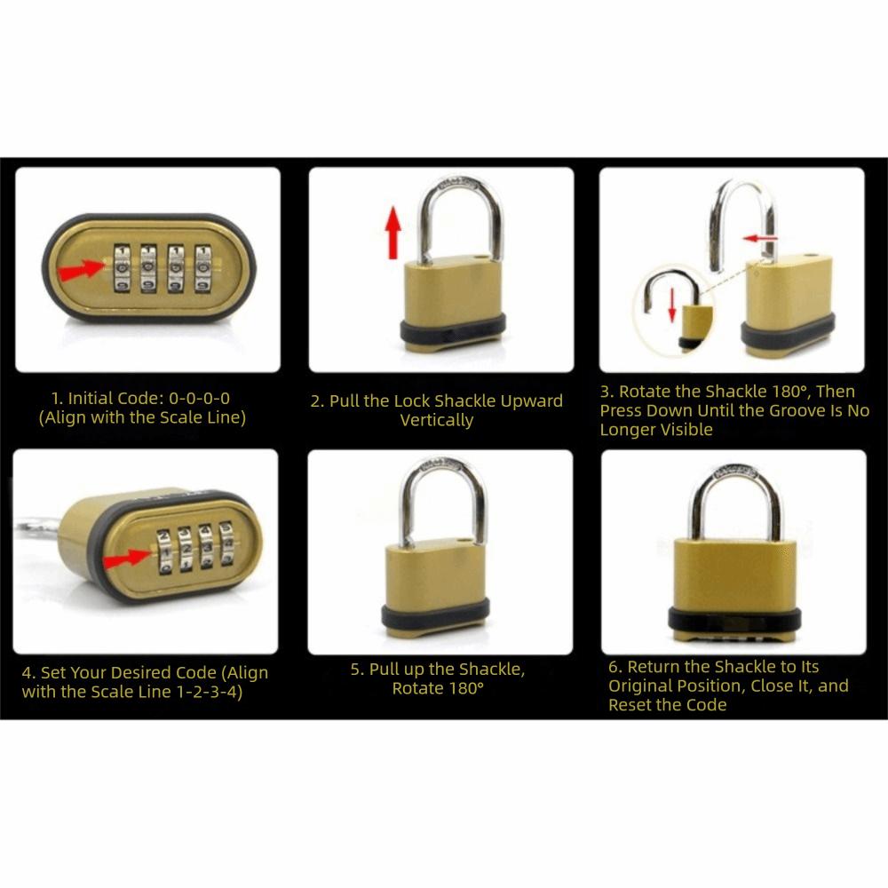 Waterproof Combination Padlock Zinc Alloy Security Padlock Padlock Hardware  Indoor Outdoor Use