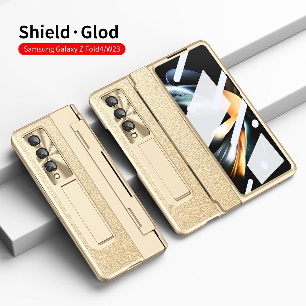 Чехол для Samsung Z Fold5: Кожаный чехол с полным покрытием, устойчивый к падениям, для складного экрана и плоского шарнира, совместим с W22