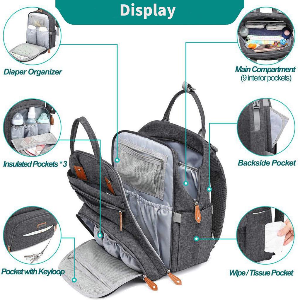 Multifunctional Mommy Backpack – Foldable Baby Bed, Large-Capacity Waterproof Diaper Bag for Moms