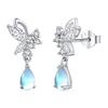 StoryMidir Butterfly Earrings Moonstone Dangling Earrings Silver 925 Platinum Finish Zirconia Stud Earrings Drop Swing Earrings Ladies Zirconia