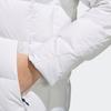 Adidas Куртка пуховая женская средней длины с капюшоном и принтом логотипа, верхняя одежда, белая FQ7570