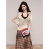 V-neck base knit long-sleeve top for women 2026 spring/autumn layered halter neck camisole two-piece set