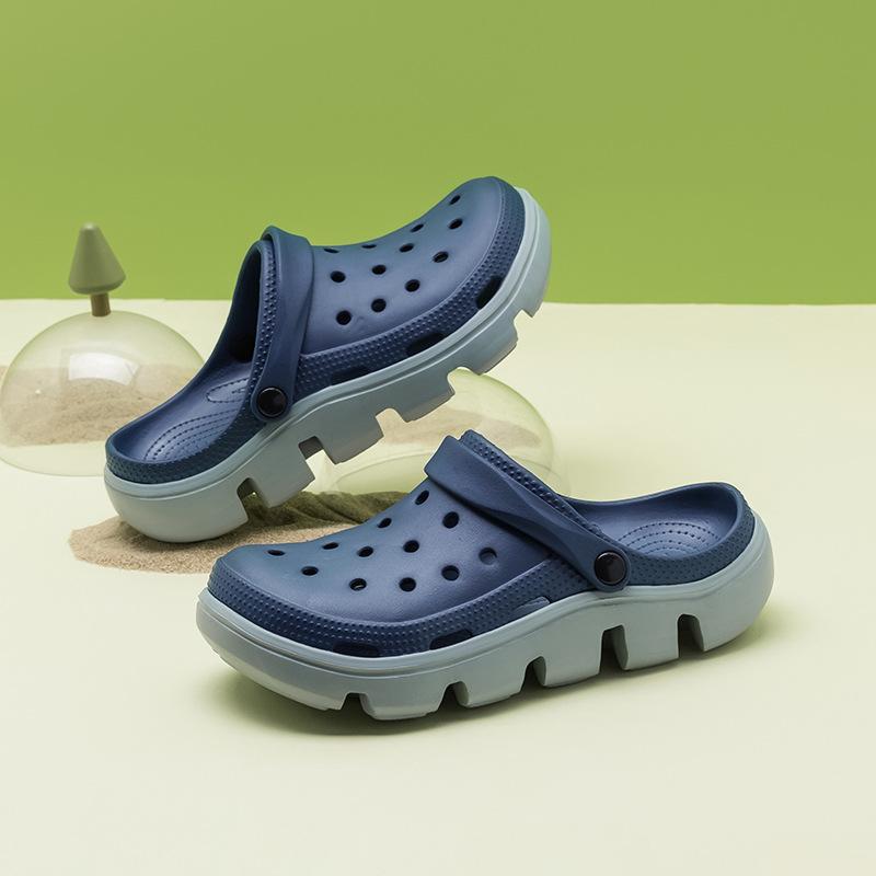 Мужские сандалии Садовая обувь Платформа Закрытый носок EVA цельное литье Два с половиной способа носки Прохладные шлепанцы