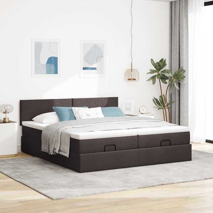 Maison Exclusive - Cadre de lit ottoman avec matelas marron foncé 180x200 cm tissu