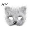 Cosplay Furry Tail Plush Fox Mask, Fluffy Tail, Costumes Props, Fuzzy Animal Mask Set for Costume Party Anime Convention And Role Play Accessories