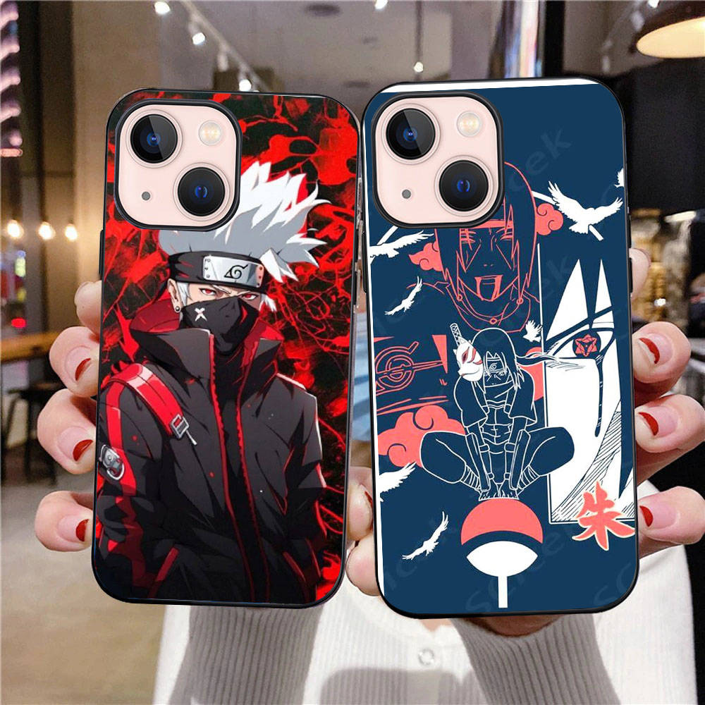 Черный чехол B-5 Naruto Itachi для Redmi 10A 10C 12C 13C 9A 9C 9T A3X Note 10 9 9S 10S iPhone 11 12 13 14 15 16 X XS Pro Max Mini 7 8 Plus XR
