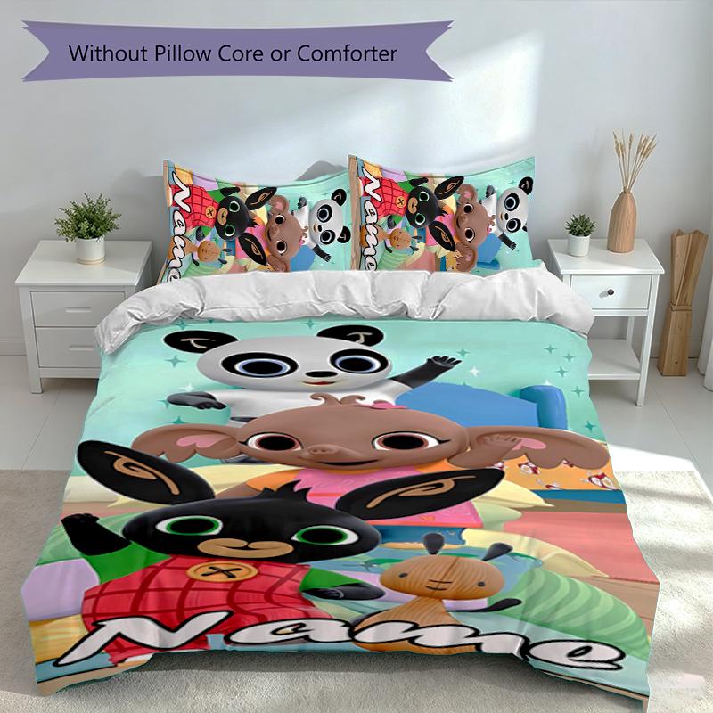 3pcs Custom Name Bing Set,Includes 1 Duvet Cover and 2 Pillowcases,All-season Bedroom Decor