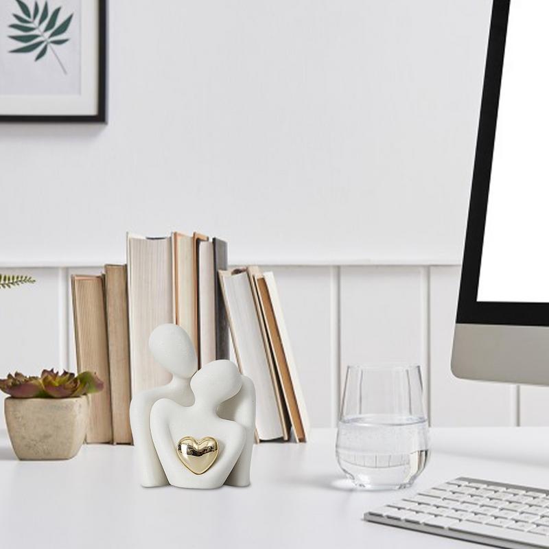 Пара фигурок влюбленных Современная керамическая скульптура Романтичная абстрактная фигура Эстетические парные фигурки Поделки обнимающиеся украшения