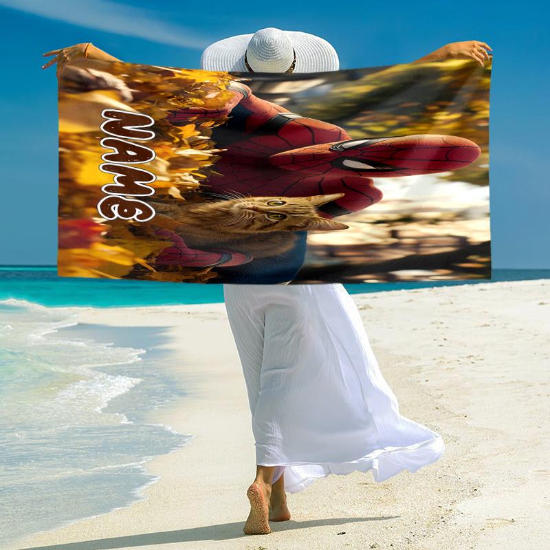 Personalized "Spider-Man: Spider-Verse" Beach Towel Microfiber Beach Towel Thin Absorbent for Beach Swimming Yoga Bath Sports. 0910241