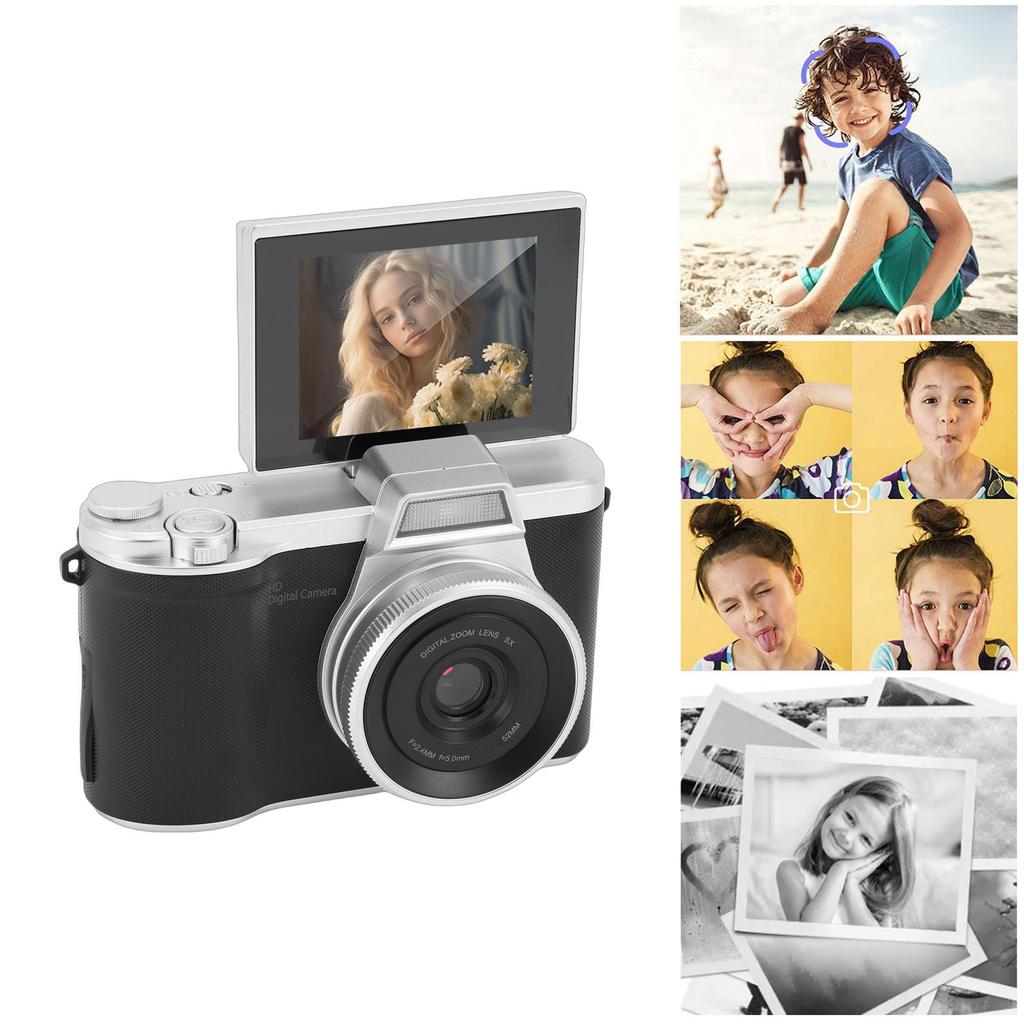 Цифровая камера 48 МП с 8-кратным зумом, беззеркальная камера 1080P с 2,4-дюймовым экраном, встроенная вспышка, автофокус для прямых трансляций, путешествий
