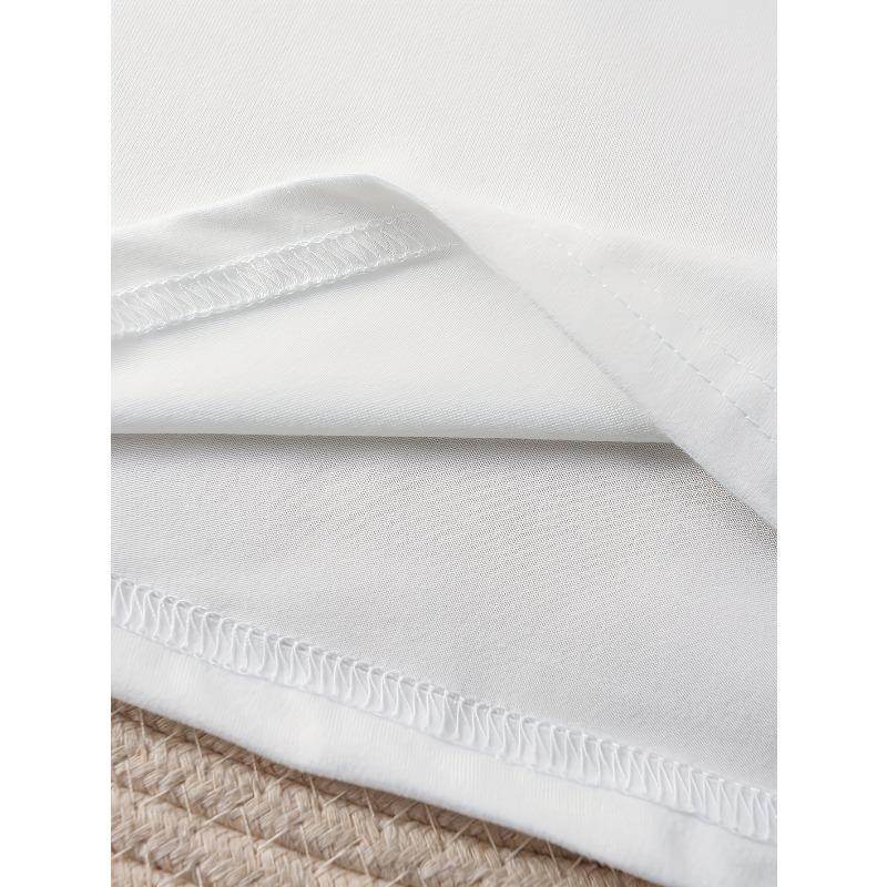 European sizes Women'S White Crew Neck Short Sleeve T-Shirt, Russian Alphabet Print, Black and Red Contrast Font, Casual Fun Alphabet Applique