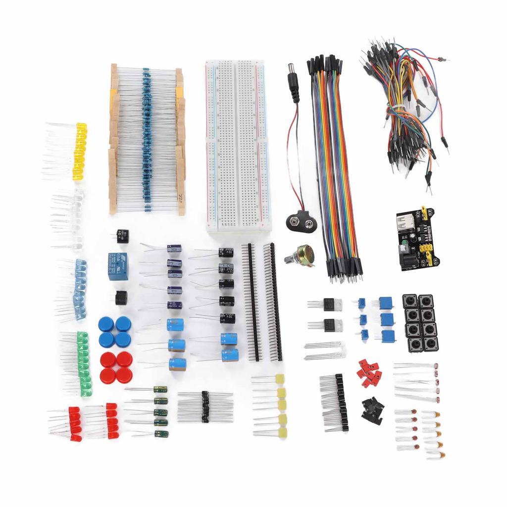 Комплект электронных компонентов Starter Fun Assortment 830 точек соединения Макетная плата Резистор Конденсатор Диод 