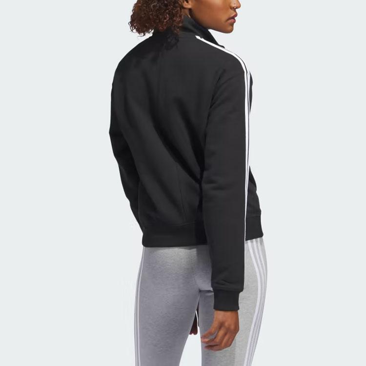 adidas Женская толстовка Essentials с тремя полосками и застежкой-молнией на четверть длины, черная IC8780