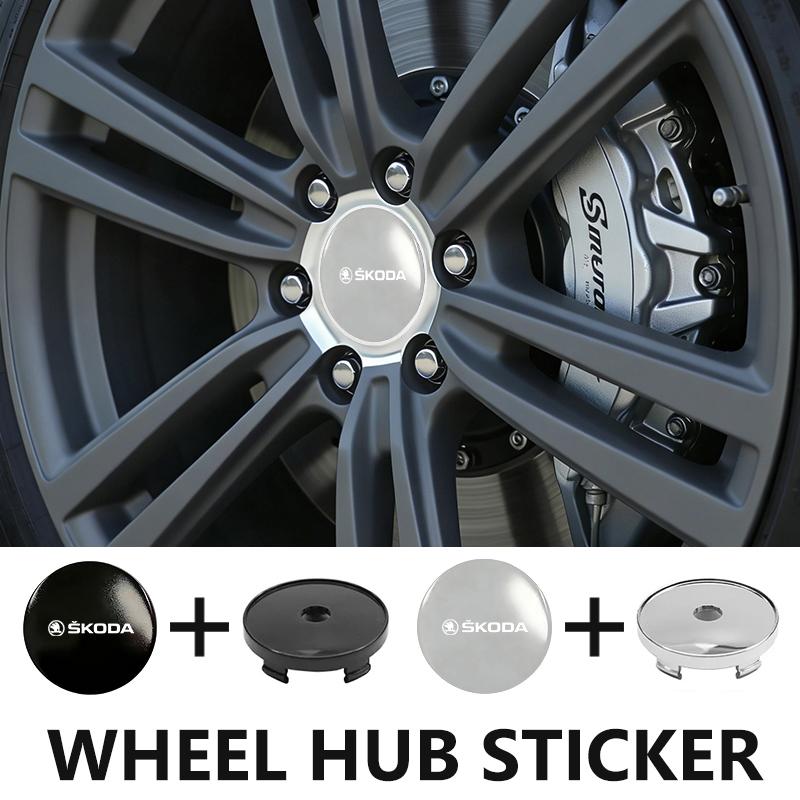 For Skoda OFor Skoda 4Pcs 56mm/60mm Car Wheel Center Hub Cap Rim Cover Fabia 1 2 Octavia a7 RS Superb Rapid Yeti Karoq Vision