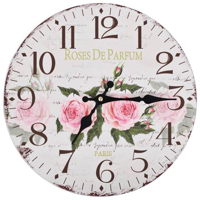 VidaXL Horloge Murale à Quartz Fleur Montre de Salon Pendule de Mur MDF 30 cm Multicolore 50625