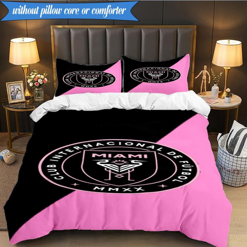 3PCS Club Internacional de Fútbol Miami Soft Bedding Set,Including 1pc Duvet Cover And 2pcs Pillowcases Perfect for Bedroom, Dormitory, Fan gift