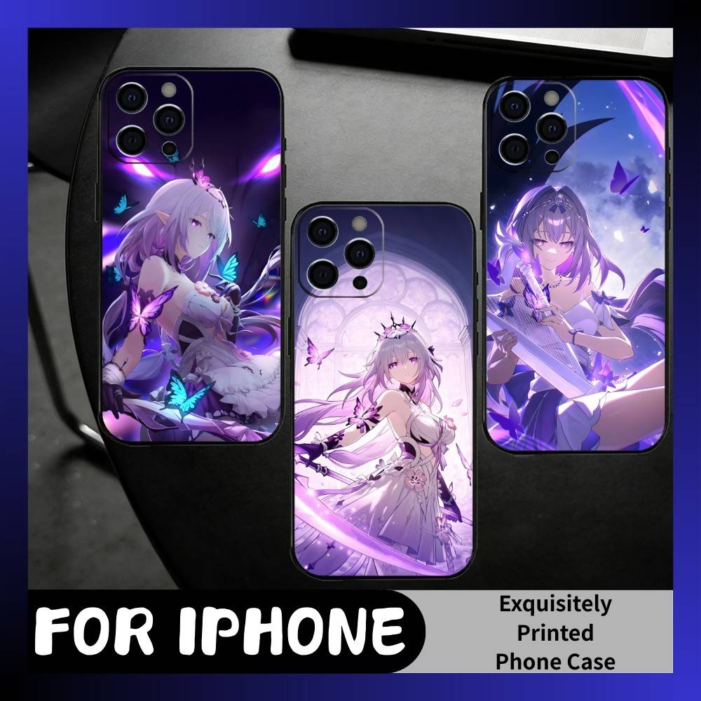 Amphoreus Cassie Game Star-rail Phone Case For iPhone17,16,15,14,13,12 Plus,Max Soft Silicone Black Cover