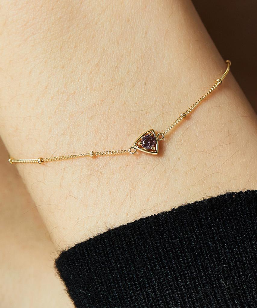 Helene Jewelry 14K Twinkle Rhodolite Curve Link Chain Gold Bracelet