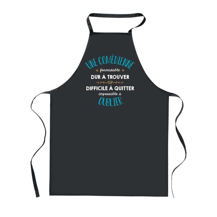 Tablier de cuisine - Une Comédienne Formidable - Noir - Coton résistant - Impression bretonne