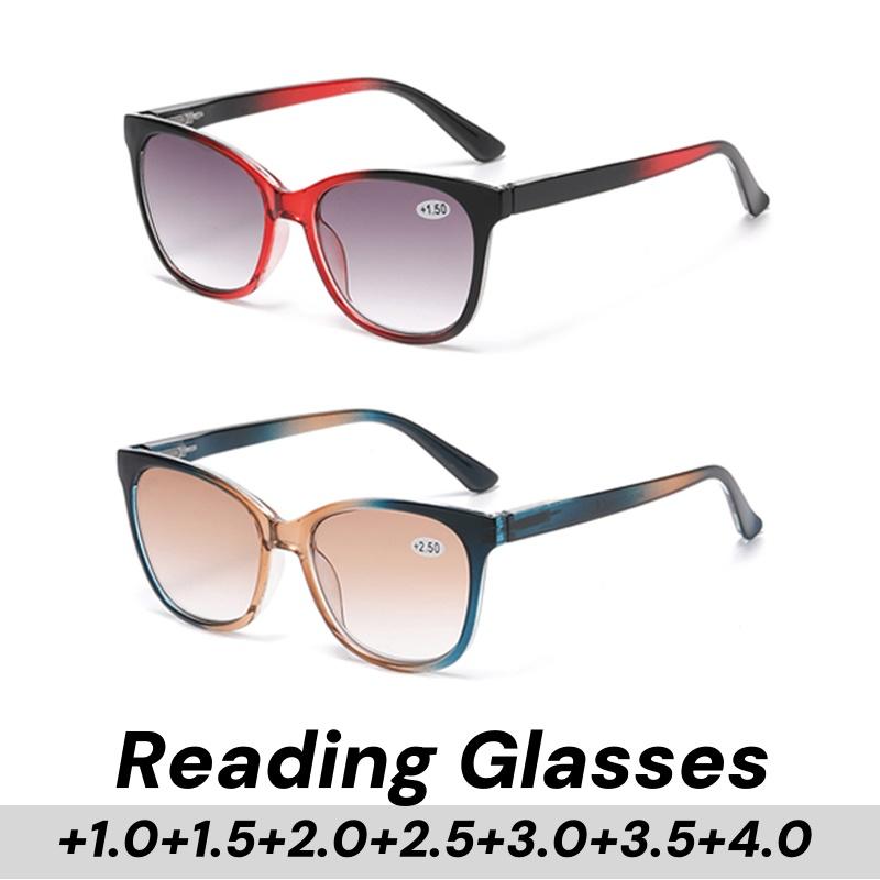 Нейтральные модные очки для чтения «кошачий глаз» градиентного цвета, очки для пресбиопии для женщин, ретро, большая оправа, очки для защиты от синего света