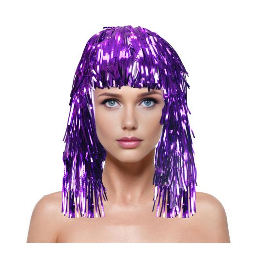 Yousheng Фольгированная мишура парики и маскарадный костюм диско-тематический наряд с бахромой и эластичной талией металлические косплей танцевальные принадлежности