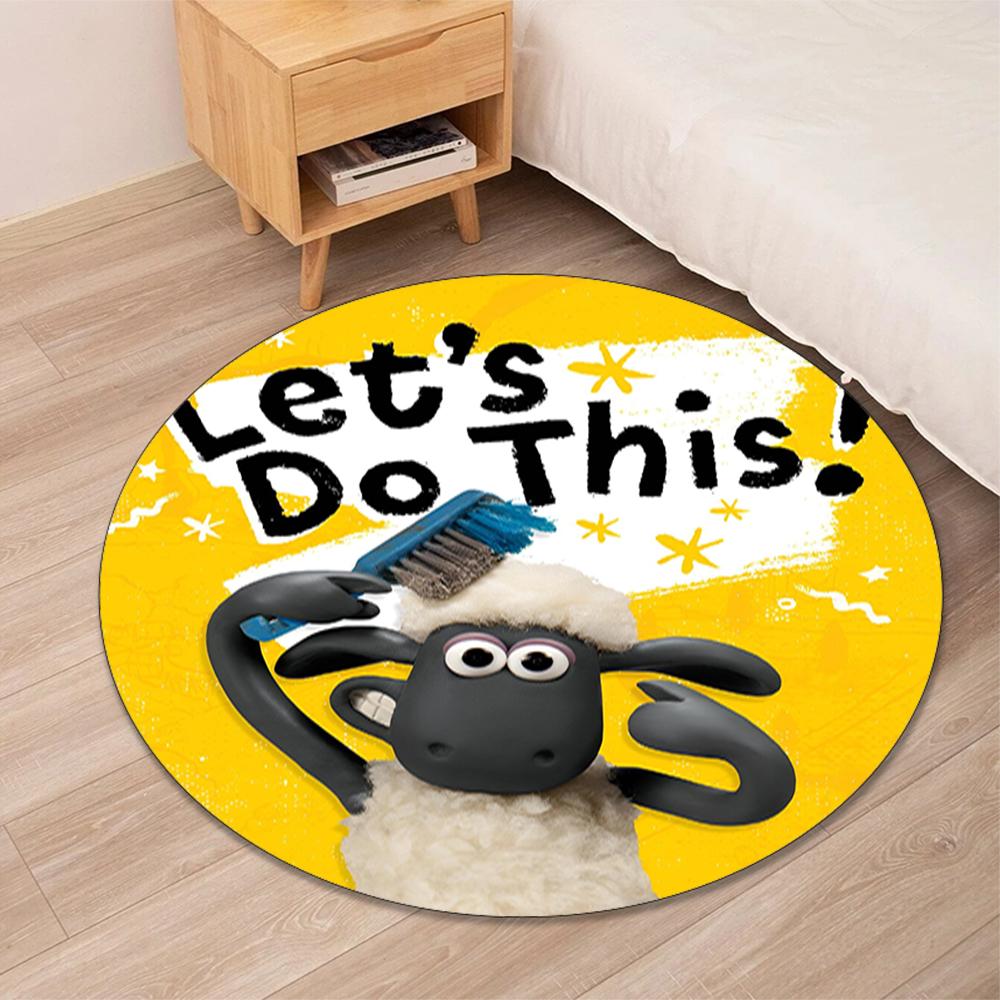 Shaun the Sheep Printed Round Rug Carpet Chair Rug Area Rug Entryway Doormats,for Office Chair Living Room Bedroom Kitchen Room.
