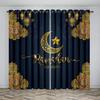 Luxury Muslim Ramadan Festival Sunshade Curtains 2 Panels Islam Home Decor Curtains Living Room Bedroom Balcony Study Room Decor