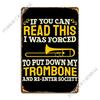 Marching Band Trombone Metal Plaque Poster Garage Wall Decor Wall Cave Living Room Design Tin Sign Poster