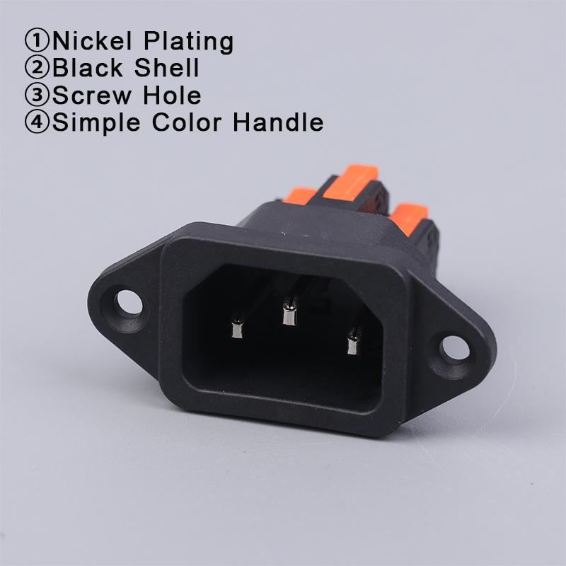 NEW IEC C14 3 Pin Socket Quick Connect Press Charging Power Supply Socket 3 Core Male Socket 250V 10A Easy Install Connect