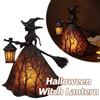 Scary Broomstick Witch Statues 16cm Resin Night Light Holiday Decorative Lamp  Halloween Party