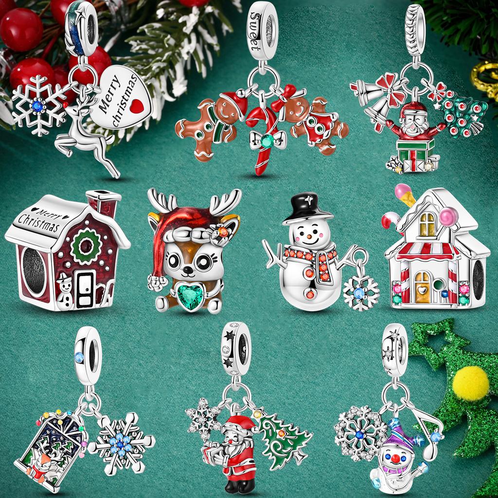 Шармы с медным покрытием Рождественские Зимние Снежные Бусины Подходят для Оригинального Браслета Подвески Изготовление Ювелирных Изделий Для Женщин