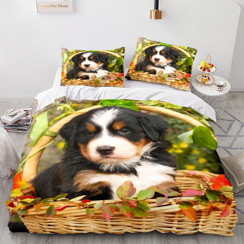 Комплект постельного белья с 3D узором для домашних животных, пододеяльник для собаки, 2/3, ткань из микрофибры, AU/EU/US/UK/DE, полный размер, мягкий быстросохнущий домашний костюм