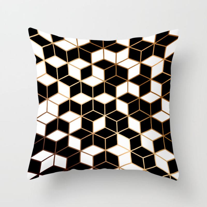 Black Geometric Square Pillowcase Printing Car Sofa Office Chair Pillowcase Simple Home Decoration