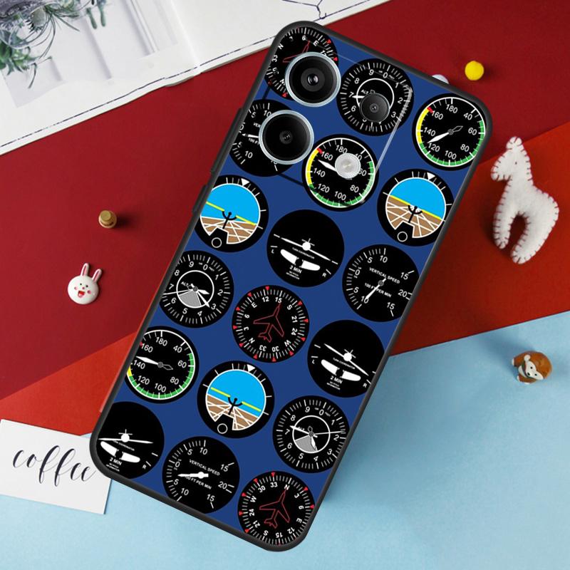 Flight Instruments Case For Xiaomi Redmi Note 14 Pro 13 12 11 10 15 Pro Plus Redmi 15 14C 10C 12C 13C 15C Cover