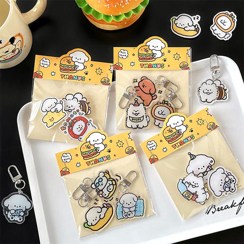 3 шт. Милая простая универсальная акриловая брошь, высококачественная брошь в виде щенка, мультяшный брелок для сумки, украшения, одежда, аксессуары, подарки