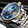 OLEVS Men's Stylish Chronograph Watch, Popular Brand for Business, Large, Easy-to-Read Analog, Waterproof Quartz Wristwatch, Black (Blue)