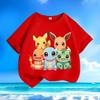 Детская футболка с принтом Pokémon 2026, Повседневная с круглым вырезом, Короткий рукав, Пикачу, Свободный летний топ для мальчиков