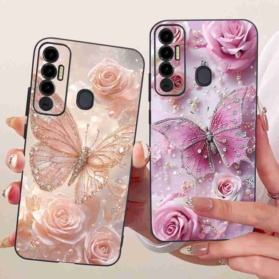 Simple Design Cartoon For Tecno Spark 7P KF7j Case Silicone TPU Black Cover For Tecno Spark7P 7p 6.8" Bumper Phone Cases Fundas