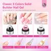 Saviland Builder Gel Lengthening Solid Builder Nail Gel Kit 3 Colors No Wipe Gel Builder with UV Lamp Chrome Powder Nail Sequins Complete 3D Sculpture