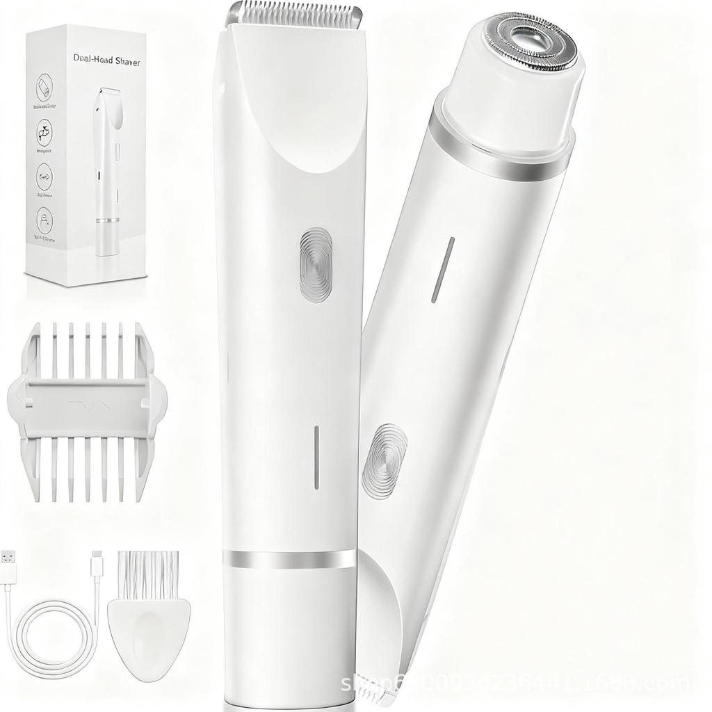 Женский водонепроницаемый электрический триммер для бикини и эпилятор с двойной головкой для удаления лобковых волос