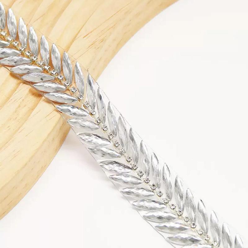1 Yard Crystal Rhinestone Trim Fashion Shaped DIY Repair Iron-On Rhinestone Ribbon Crystals Dress Shoes Bags Accessories