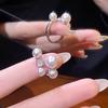 Женское кольцо Французский стиль Регулируемое Открытое Кольцо на палец с имитацией жемчуга Дизайн с кубическим цирконием