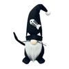 Halloween Gnome Plush Doll, Black Cat Tomte Ornament with Fishbone Hat, Swedish Faceless Gnome Decor for Holiday Home Party