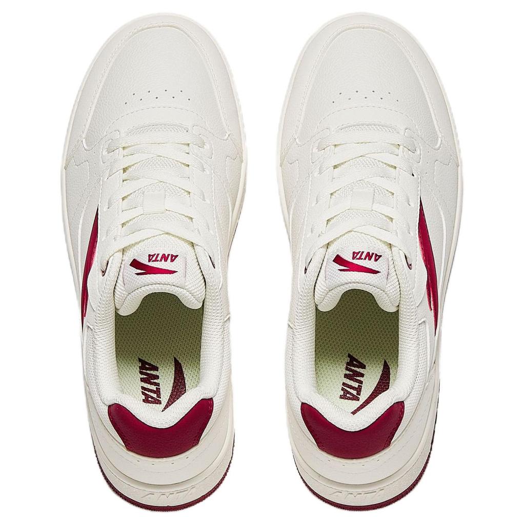 Anta Year 2 Simple Versatile Classic Fashion Durable Lightweight Low-Top Skate Shoes Women Sneaker White Red 922548068-6