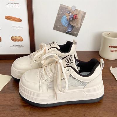 Модные кроссовки на платформе для спорта, женские кроссовки на плоской подошве, женские теннисные летние повседневные кроссовки из вулканизированной стали, бежевые кроссовки Kawaii Harajuku для студентов