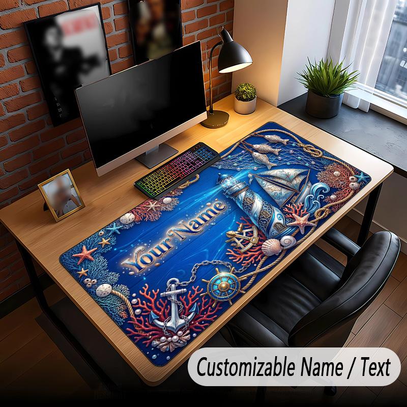 Fish Ocean Theme Custom Mouse Pad Personalized With Name Text Customized Desk Mat For Office Home Decor