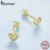 BAMOER стерлингового серебра 925 пробы, мини-серьги-гвоздики в форме сердца, простые серьги с платиновым покрытием для женщин, милые изящные ювелирные изделия, подарок