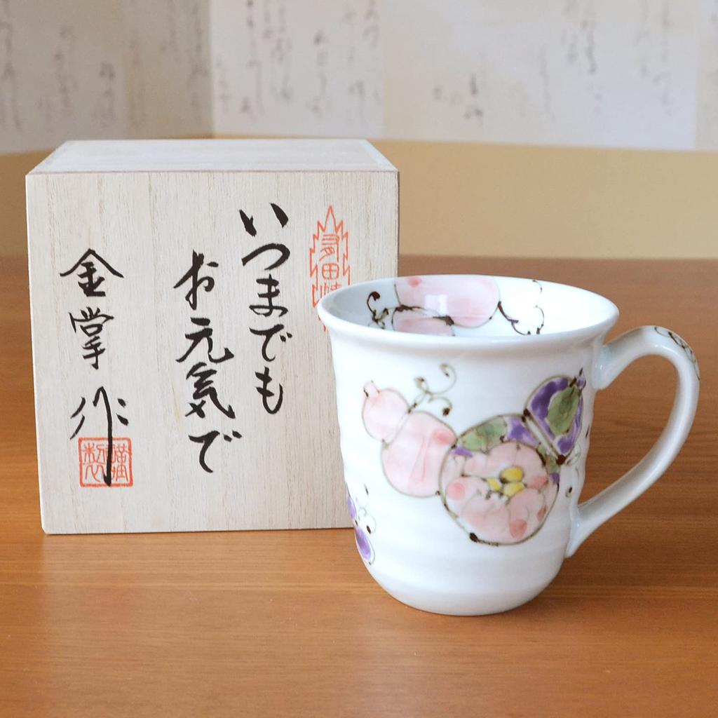 60th Birthday Lucky Gift for Good Arita Ware Flower 60th Birthday Message Card Wooden Box Celebration, Health, Mug, Rokugon, Red, Noshi, Included,