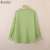 ZANZEA Женская повседневная блузка с отложным воротником, длинным рукавом, прозрачная накидка
